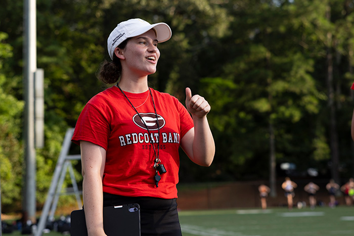 Sarah Secrist practicing with the Red Coats